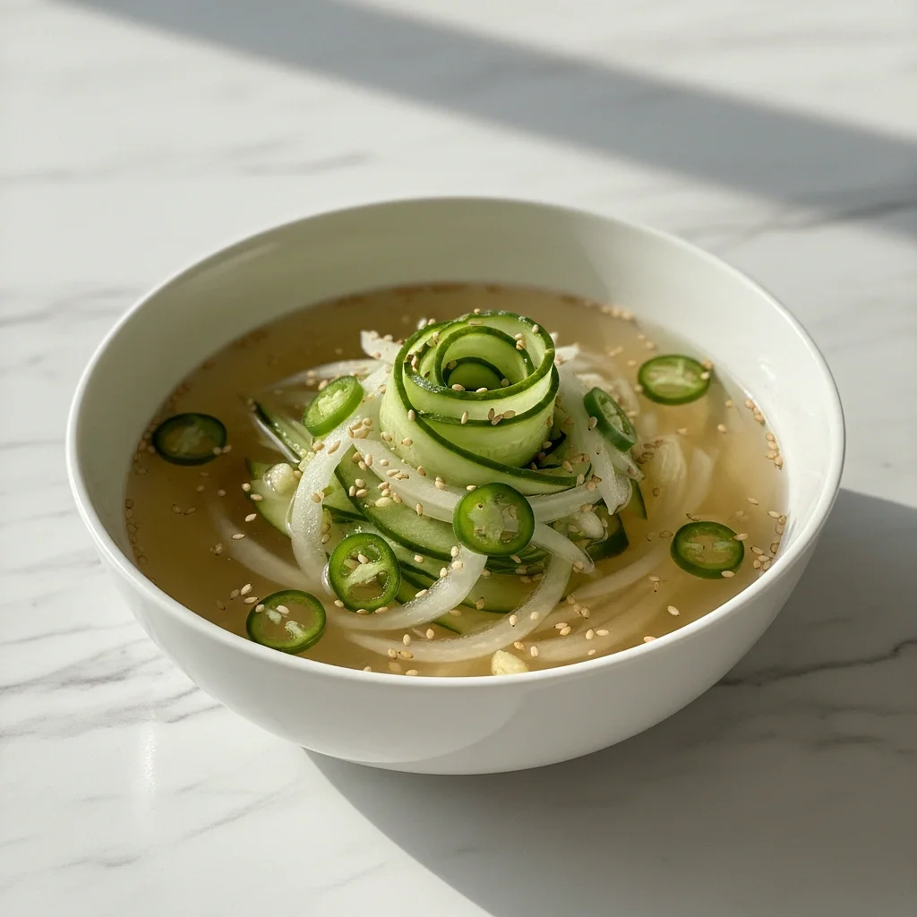 市販の冷麺スープで5分で完成する超簡単キュウリの冷製スープ