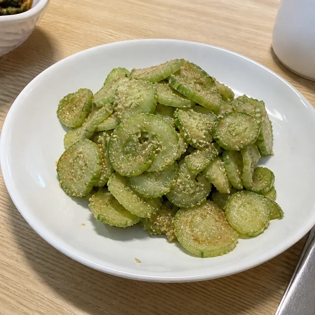 キュウリとエゴマの葉炒めビビン冷麺