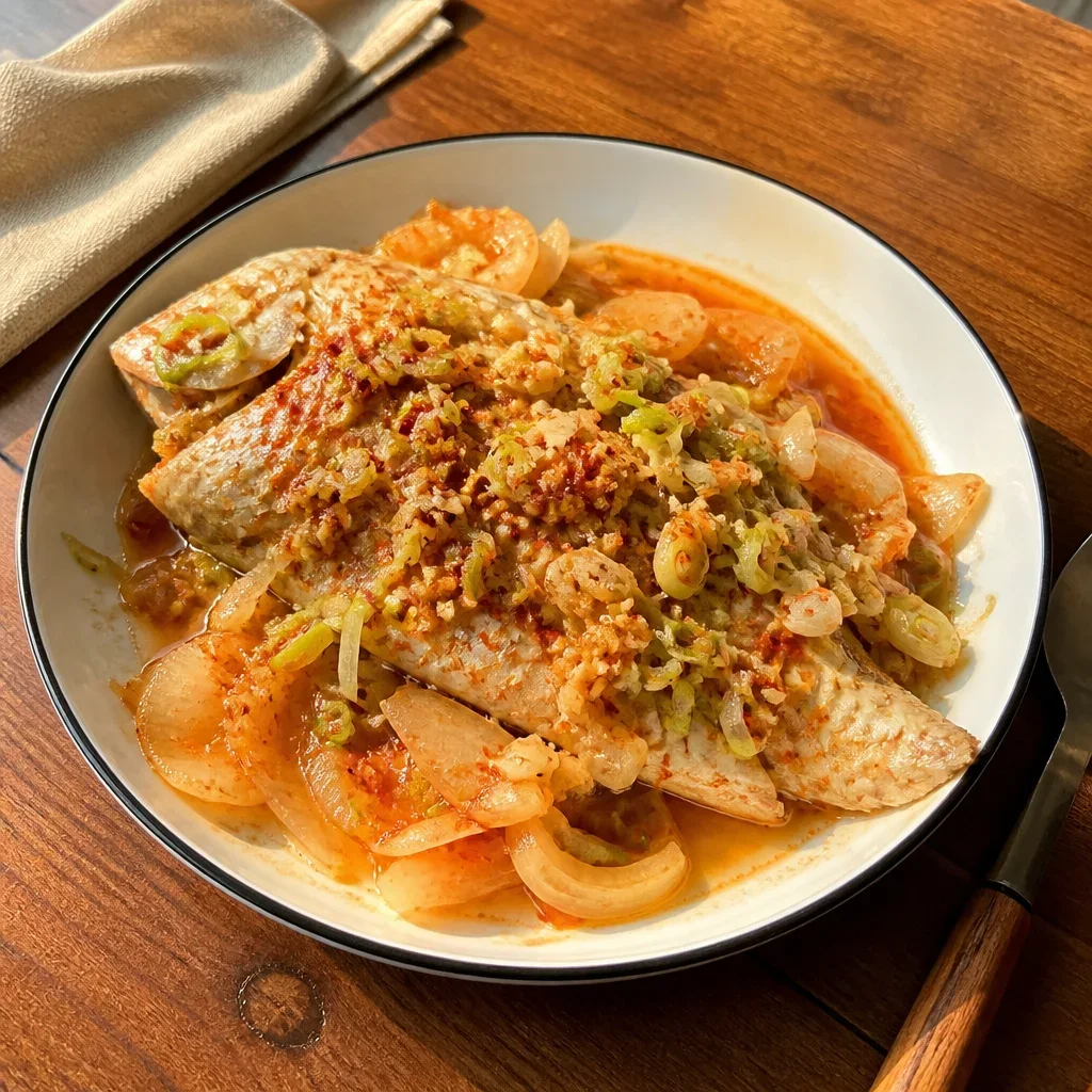 半乾燥魚の蒸し煮(イシモチ・タラ・スズキなどの大きな魚)