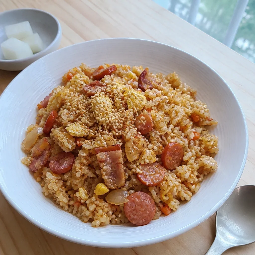 電子レンジご飯でベーコン野菜炒め