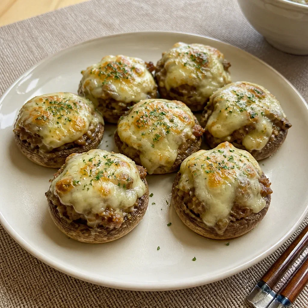 ヘルシーに焼くマッシュルームのピザチーズ焼き
