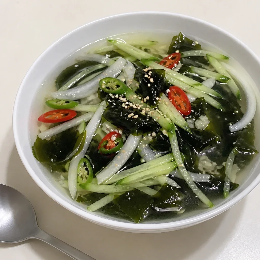 ペク・ジョンウォンのキュウリの冷製スープ、冷麺のスープなしで作るキュウリとワカメの冷製スープ