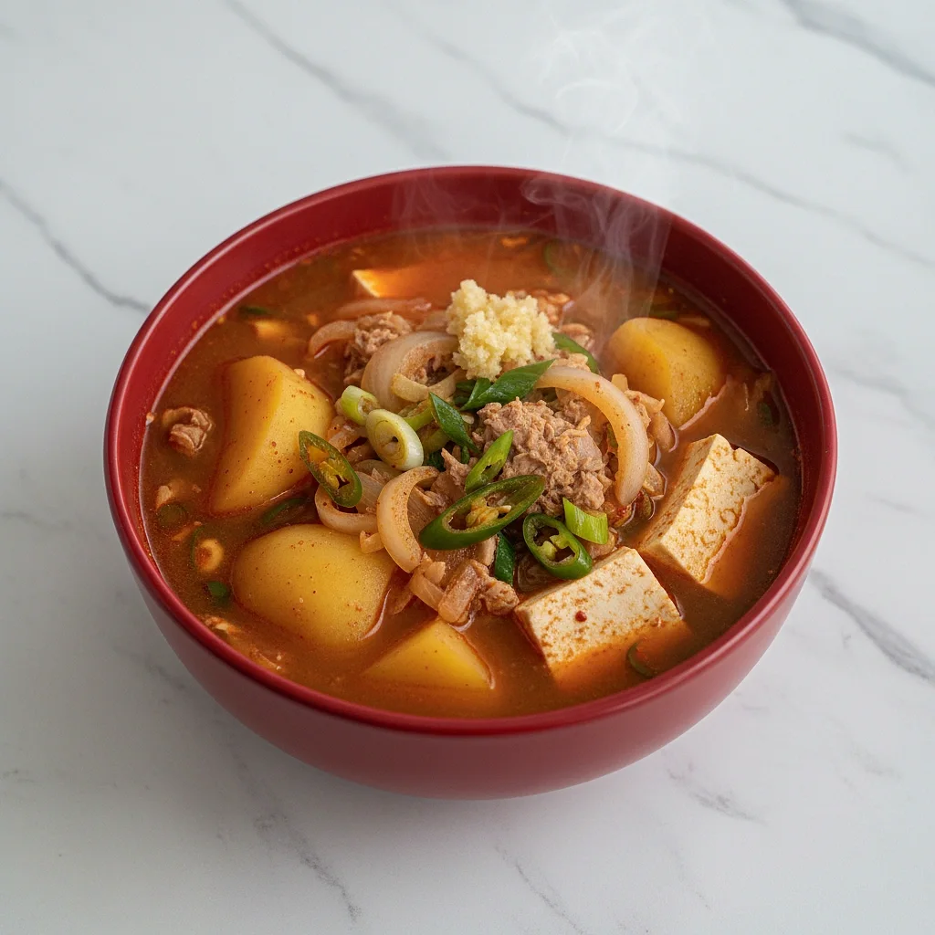 トマトコチュジャンチゲ:ツナを入れて深い味わいを出すキャンプ料理